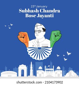 Plantilla de diseño de banners de Netaji subhash chandra bose jayanti.