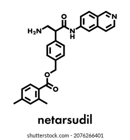 Netarsudil drug molecule. Used in treatment of ocular hypertension and glaucoma. Skeletal formula.