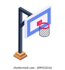 Netball, basketball hoop icon of isometric style   

