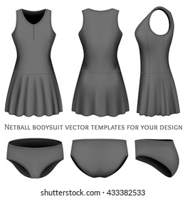 Plantillas vectoriales de Netball bodysuit para su diseño. Malla hecha a mano totalmente editable. Ilustración vectorial.