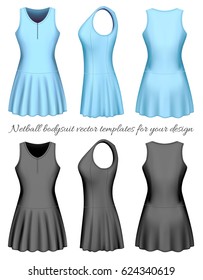 Plantillas vectoriales de Netball bodysuit para su diseño. Ilustración vectorial.