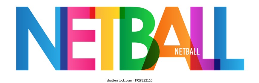 NETBALL Colorful Vector Typography Banner Isolated On White Background