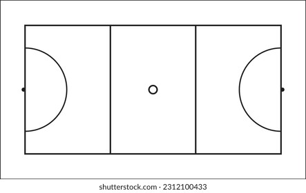 Netball court line art illustration isolated in white background