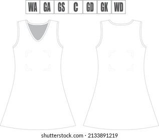 Netball Dress Editable Vector Template Sportswear Design, Female Dress Digital Design Graphic Illustration