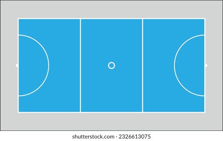 Netball field flat design illustration