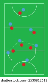 Netball-Feldtaktik. Vektorgrafik