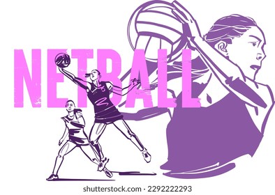 La jugadora de netball con el balón en sus manos