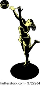 netball player jumping for the ball