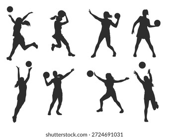 Ilustración vectorial de siluetas de jugador de netball