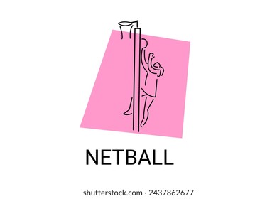 Netball sport vector line icon. A girl playing netball. sport pictogram, vector illustration.