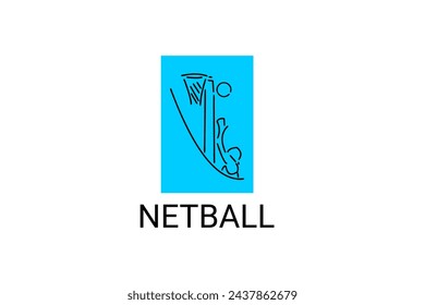 Netball sport vector line icon. A girl playing netball. sport pictogram, vector illustration.