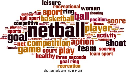 Netball Word Cloud Concept. Vector Illustration