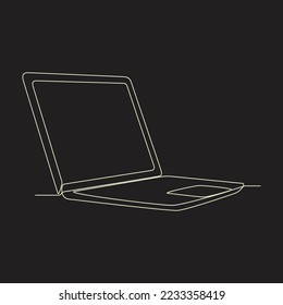 netbook one line, netbook continuous line, vector chalk style