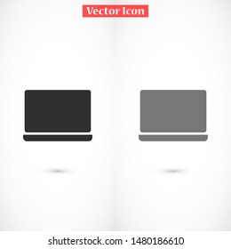 Netbook vector icon. laptop to work icon. Office laptop icon. Laptop for homework icon. Eps 10. Computer laptop. Flat design.