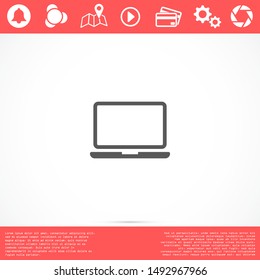 Netbook vector icon. laptop to work icon. Office laptop icon. Laptop for homework icon. Eps 10.  