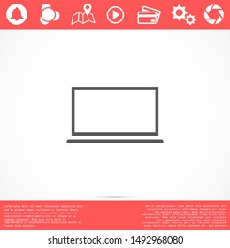 Netbook vector icon. laptop to work icon. Office laptop icon. Laptop for homework icon. Eps 10. Computer laptop. Flat design.
