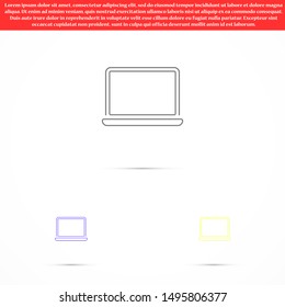 Netbook vector icon. laptop to work icon. Office laptop icon. Laptop for homework icon. Eps 10. Computer laptop. Flat design.