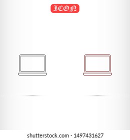 Netbook vector icon. laptop to work icon. Office laptop icon. Laptop for homework icon. Eps 10. Computer laptop. Flat design.