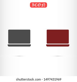Netbook vector icon. laptop to work icon. Office laptop icon. Laptop for homework icon. Eps 10. Computer laptop. Flat design.