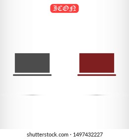 Netbook vector icon. laptop to work icon. Office laptop icon. Laptop for homework icon. Eps 10. Computer laptop. Flat design.