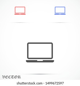 Netbook vector icon. laptop to work icon. Office laptop icon. Laptop for homework icon. Eps 10. Computer laptop. Flat  design.