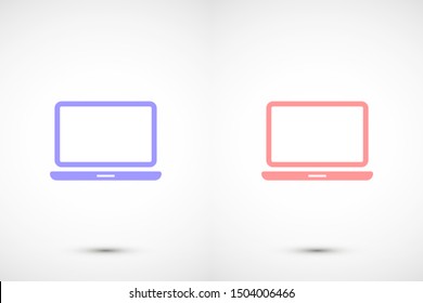 Netbook vector icon. laptop to work icon. Office laptop icon. Laptop for homework icon. Eps 10. Computer laptop. Flat design.