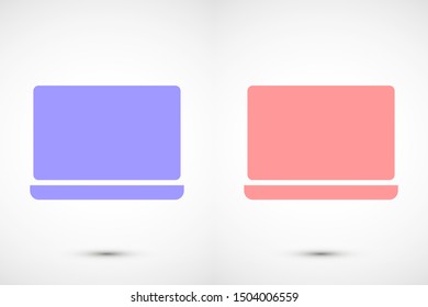 Netbook vector icon. laptop to work icon. Office laptop icon. Laptop for homework icon. Eps 10. Computer laptop. Flat design.
