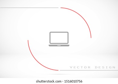 Netbook vector icon. laptop to work icon. Office laptop icon. Laptop for homework icon. Eps 10. Computer laptop. Flat design.
