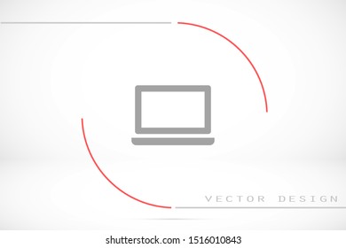 Netbook vector icon. laptop to work icon. Office laptop icon. Laptop for homework icon. Eps 10. Computer laptop. Flat design.