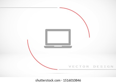 Netbook vector icon. laptop to work icon. Office laptop icon. Laptop for homework icon. Eps 10. Computer laptop. Flat design.