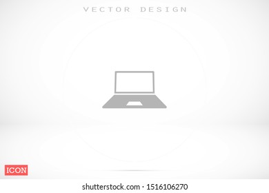 Netbook vector icon. laptop to work icon. Office laptop icon. Laptop for homework icon. Eps 10. Computer laptop. Flat design.