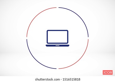 Netbook vector icon. laptop to work icon. Office laptop icon. Laptop for homework icon. Eps 10. Computer laptop. Flat design.