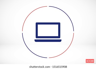 Netbook vector icon. laptop to work icon. Office laptop icon. Laptop for homework icon. Eps 10. Computer laptop. Flat design.