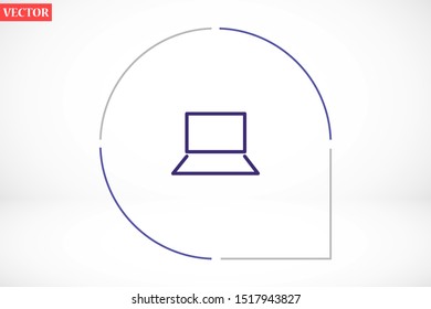 Netbook vector icon. laptop to work icon. Office laptop icon. Laptop for homework icon. Eps 10. Computer laptop. Flat design.