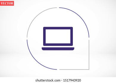 Netbook vector icon. laptop to work icon. Office laptop icon. Laptop for homework icon. Eps 10. Computer laptop. Flat design.