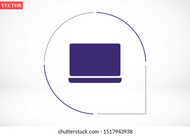 Netbook vector icon. laptop to work icon. Office laptop icon. Laptop for homework icon. Eps 10. Computer laptop. Flat design.