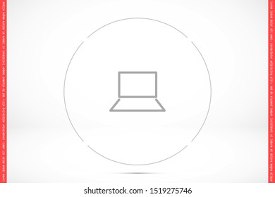 Netbook vector icon. laptop to work icon. Office laptop icon. Laptop for homework icon. Eps 10. Computer laptop. Flat design.