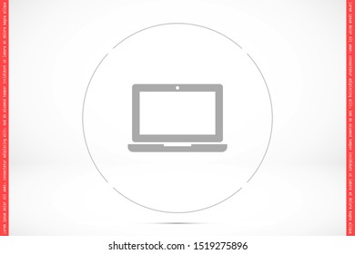 Netbook vector icon. laptop to work icon. Office laptop icon. Laptop for homework icon. Eps 10. Computer laptop. Flat design.
