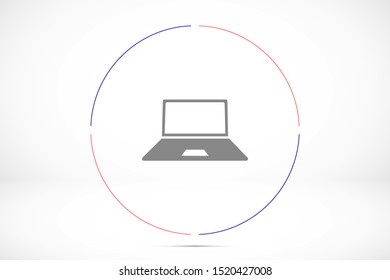 Netbook vector icon. laptop to work icon. Office laptop icon. Laptop for homework icon. Eps 10. Computer laptop. Flat design.