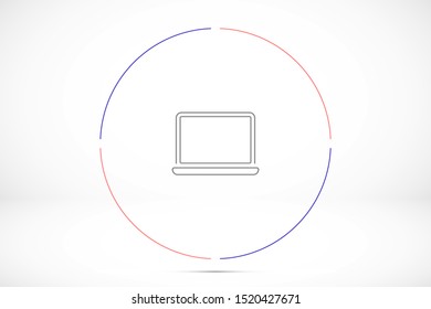 Netbook vector icon. laptop to work icon. Office laptop icon. Laptop for homework icon. Eps 10. Computer laptop. Flat design.