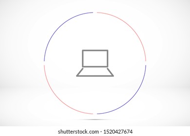 Netbook vector icon. laptop to work icon. Office laptop icon. Laptop for homework icon. Eps 10. Computer laptop. Flat design.