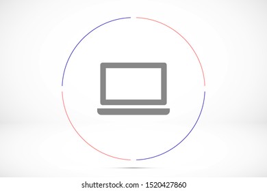 Netbook vector icon. laptop to work icon. Office laptop icon. Laptop for homework icon. Eps 10. Computer laptop. Flat design.
