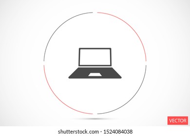 Netbook vector icon. laptop to work icon. Office laptop icon. Laptop for homework icon. Eps 10. Computer laptop. Flat design.
