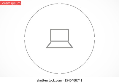 Netbook vector icon. laptop to work icon. Office laptop icon. Laptop for homework icon. Eps 10. Computer laptop. Flat design.