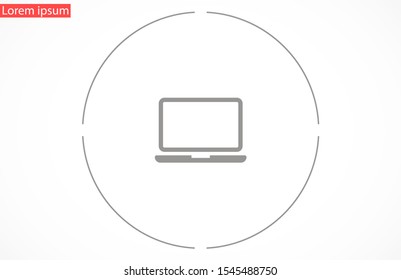 Netbook vector icon. laptop to work icon. Office laptop icon. Laptop for homework icon. Eps 10. Computer laptop. Flat design.