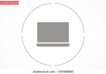 Netbook vector icon. laptop to work icon. Office laptop icon. Laptop for homework icon. Eps 10. Computer laptop. Flat design.