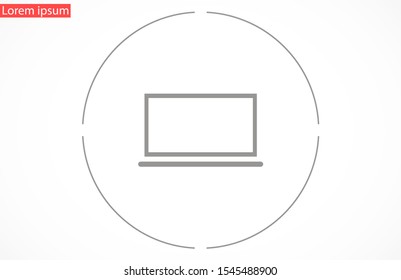 Netbook vector icon. laptop to work icon. Office laptop icon. Laptop for homework icon. Eps 10. Computer laptop. Flat design.
