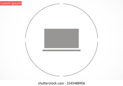 Netbook vector icon. laptop to work icon. Office laptop icon. Laptop for homework icon. Eps 10. Computer laptop. Flat design.