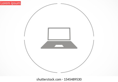 Netbook vector icon. laptop to work icon. Office laptop icon. Laptop for homework icon. Eps 10. Computer laptop. Flat design.