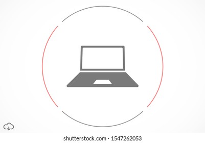 Netbook vector icon. laptop to work icon. Office laptop icon. Laptop for homework icon. Eps 10. Computer laptop. Flat design.